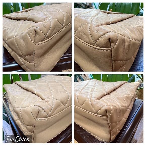 CHANEL Lambskin Small Quilted CC Tote Beige - Picture 13 of 15